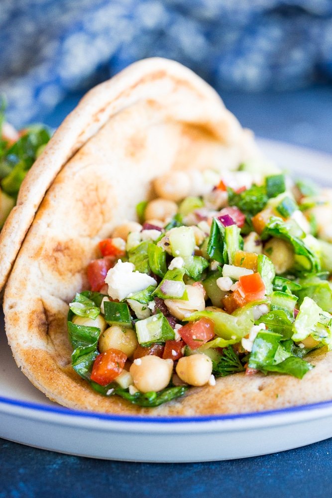 Mediterranean chopped salad pitas