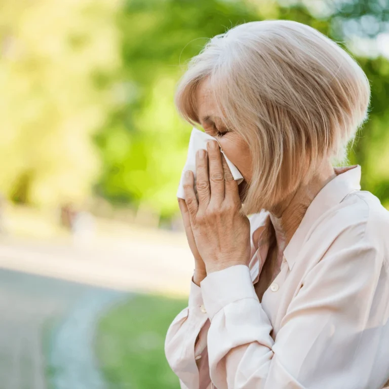 Senior experiencing seasonal allergies