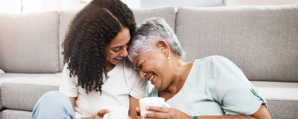 In home senior care agency near me makes elderly woman laugh