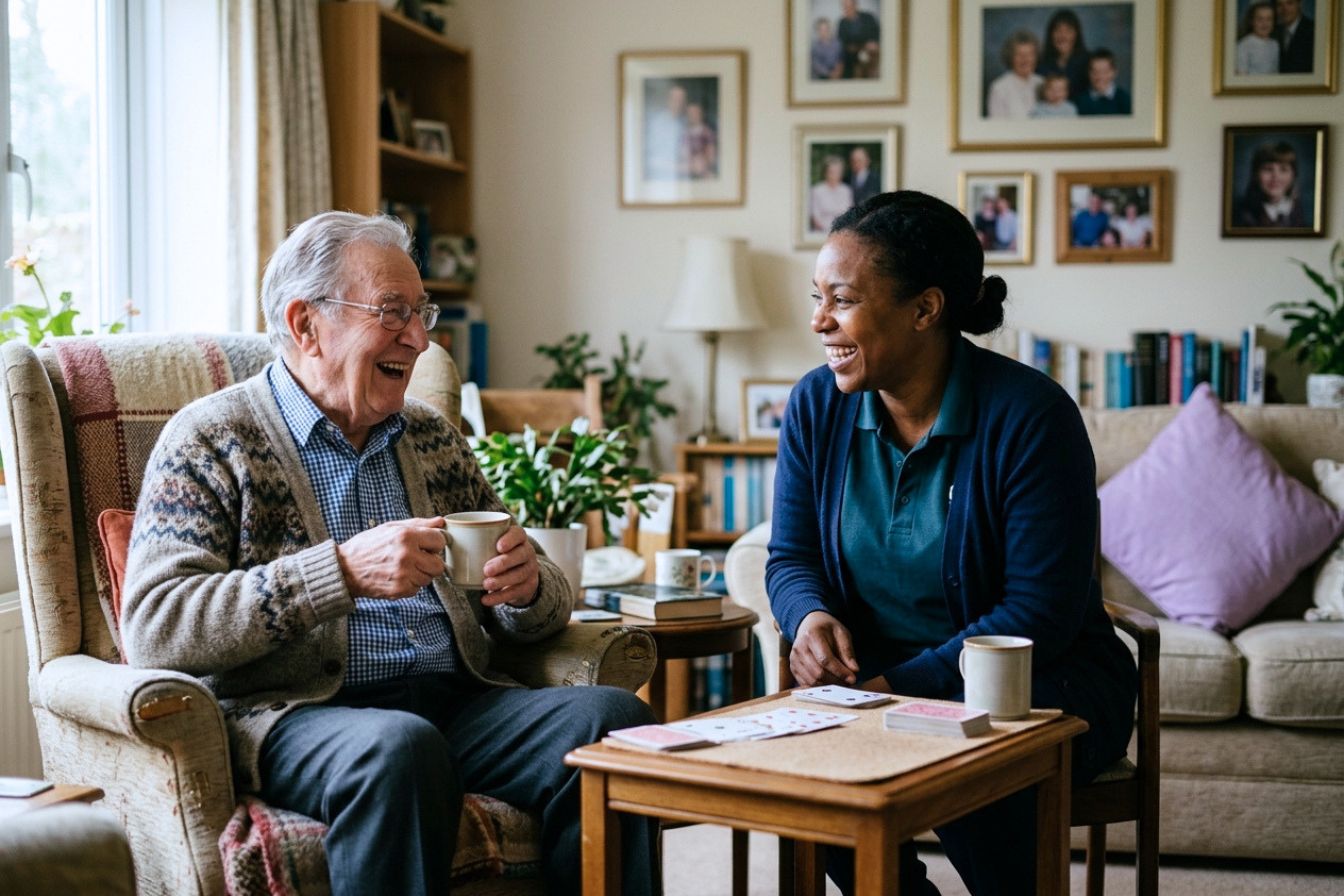 Caregiver spending time with a sick person