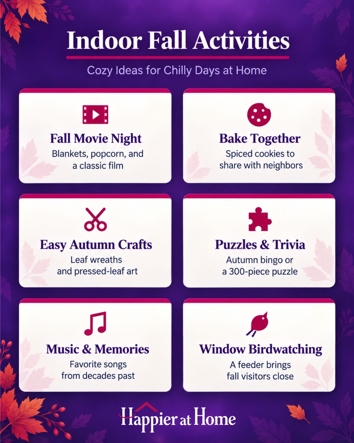 Indoor fall activities graphic