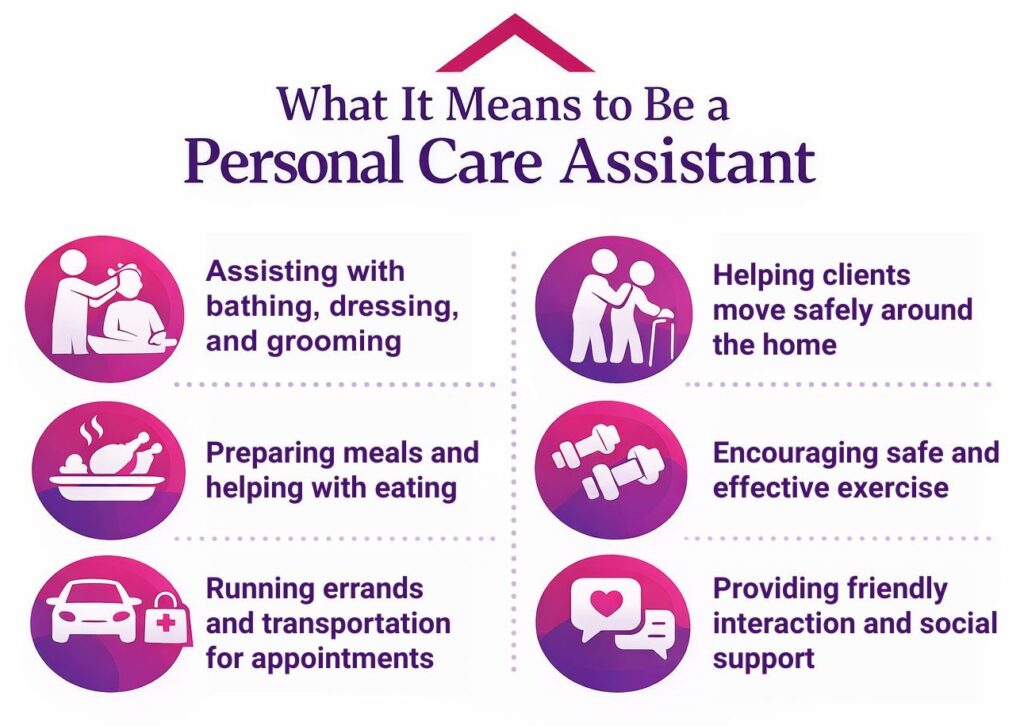 Personal care assistant job duties graphic