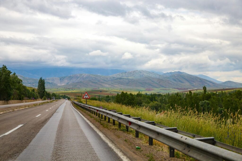 Long country road with scenic views